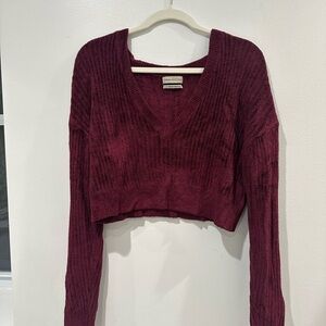 Urban Outfitters Deep Red V-Neck Crop Top